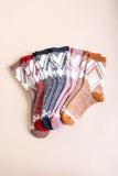 Blended Faux Mohair Diamond Pattern  Crew Socks (Color Options)