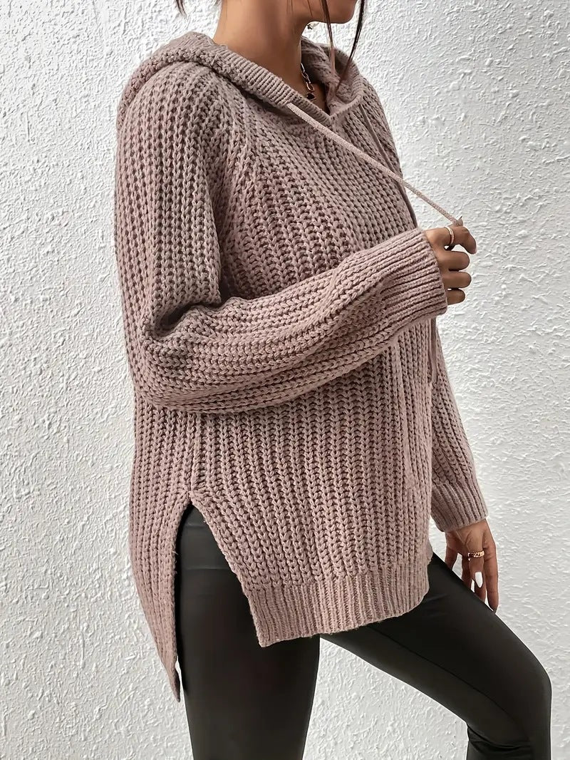 Mocha Latte Ribbed Hoodie Sweater