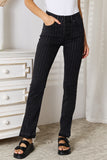 Striped Straight Legged Black Jeans