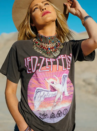 Led Zepplin Gray Mineral Wash Tee