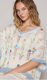 GORGEOUS 3/4 Sleeve Flower Power Spring Sweater Top by POL