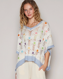 GORGEOUS 3/4 Sleeve Flower Power Spring Sweater Top by POL