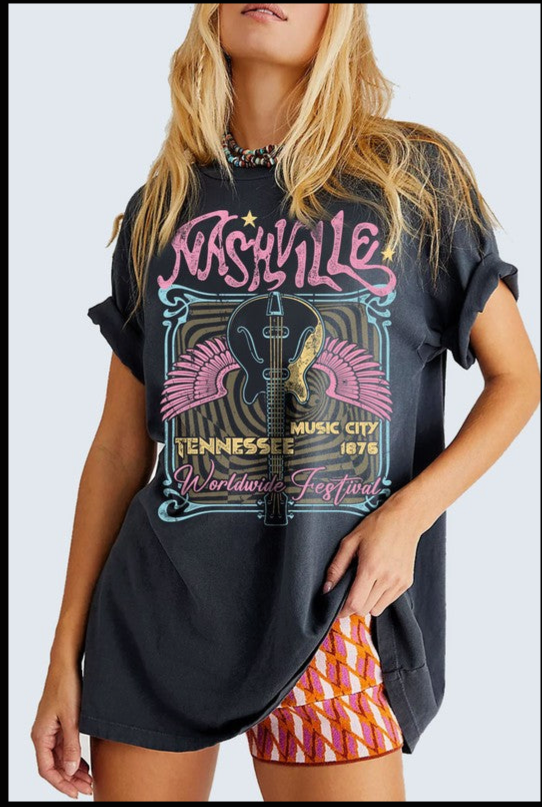 NASHVILLE MINERAL WASH  GRAPHIC TEE: Charcoal Grey