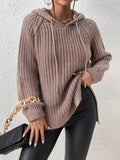 Mocha Latte Ribbed Hoodie Sweater