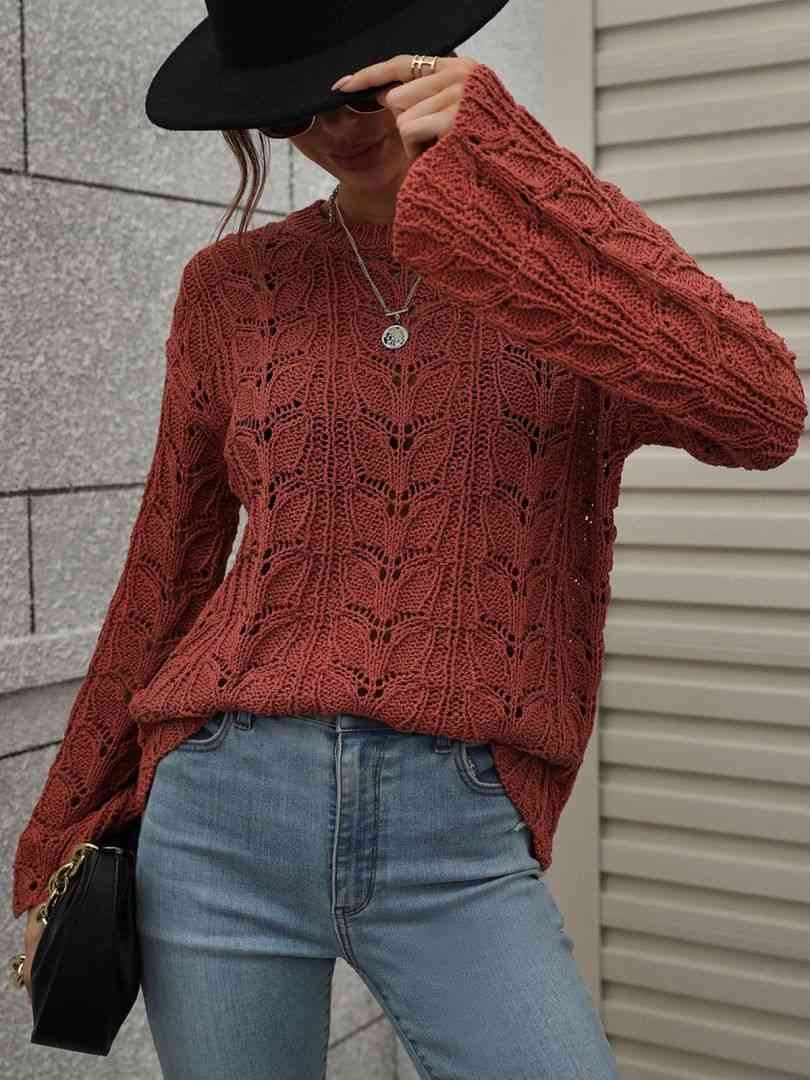 Crochet  Dropped Shoulder Knit Top (Color Options)
