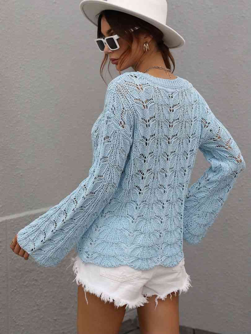 Crochet  Dropped Shoulder Knit Top (Color Options)