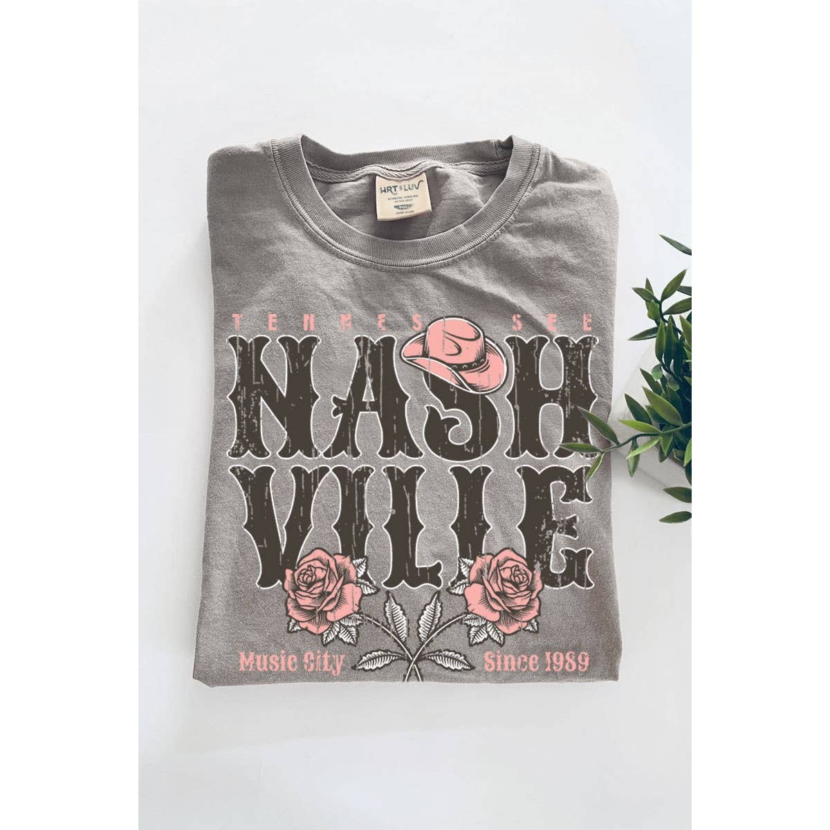 NASHVILLE ROSES MINERAL GRAPHIC TEE: Mineral Grey / L